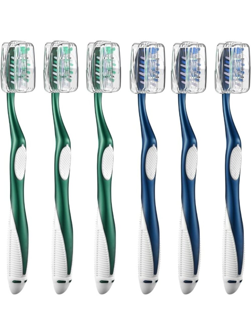 Extra Firm Toothbrushes with Covers, Cross Hard Bristles & Tongue Scraper, 6